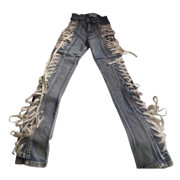 Denim - Rise Supply Co. Light Wash Blue Lace-Up Side Detail Women's Jeans New Size 1